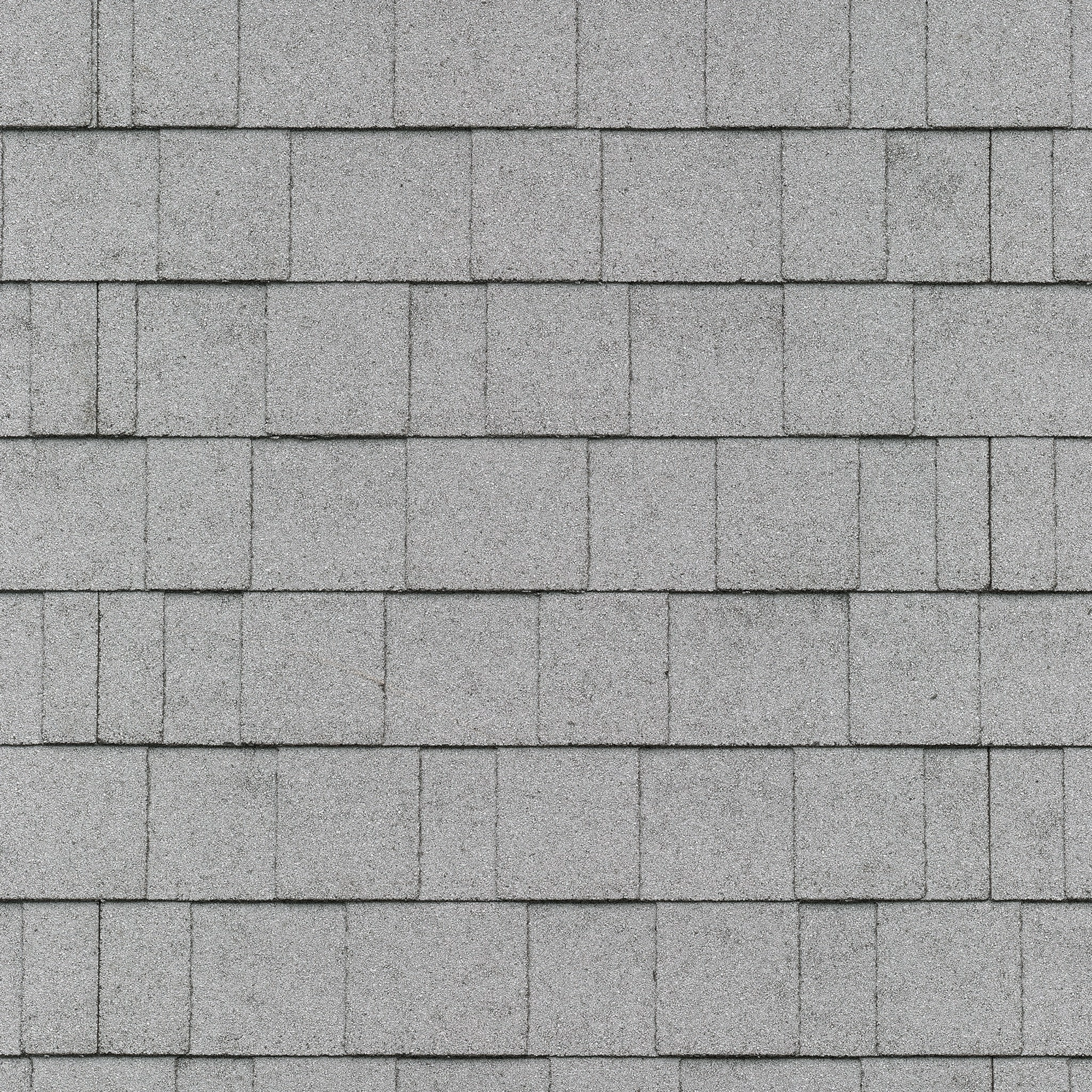 Close-up view of a gray asphalt shingle roof with a uniform pattern, subtly complemented by cool colors that evoke a sense of serene modernity.