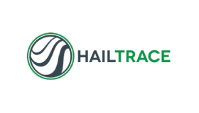 Logo of HailTrace with abstract circular design.