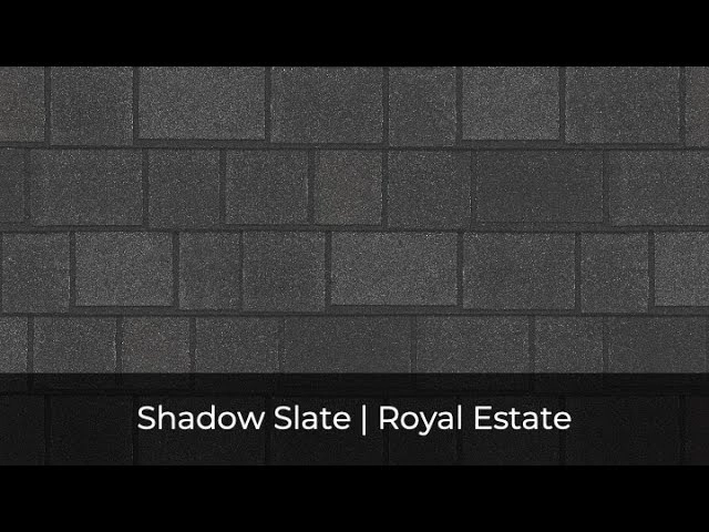 Introducing the Royal Estate collection's "Shadow Slate," an elegant choice from IKO Roof Shingle Colors. These dark gray shingles offer timeless sophistication, enhancing any architectural style with their refined and classic appearance.