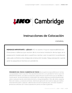 IKO Cambridge® Cool ColorsTM | Instrucciones de Colocación