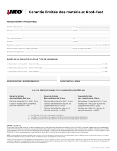 Garantie limitée des matériaux Roof-FastMC (États-Unis et Canada)