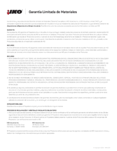 Garantía Limitada de Materiales (Estados Unidos y Canadá)