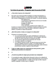 Servicios de Garantía para los Estados Unidos | Preguntas y Respuestas
