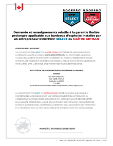 Garantie limitée de protection prolongée ROOFPRO Iron Clad (Canada)