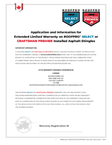 ROOFPRO Iron Clad Extended Protection Limited Warranty (Canada)