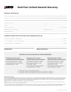 Limited Material Warranty | Roof-FastTM (U.S. and Canada)