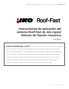 IKO Roof-Fast™ Base | Instrucciones de aplicación a dos capas con el método de fijación mecánica