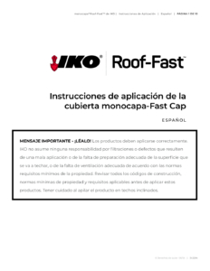 IKO Roof-Fast™ | Instrucciones de aplicación de la cubierta monocapa-Fast Cap